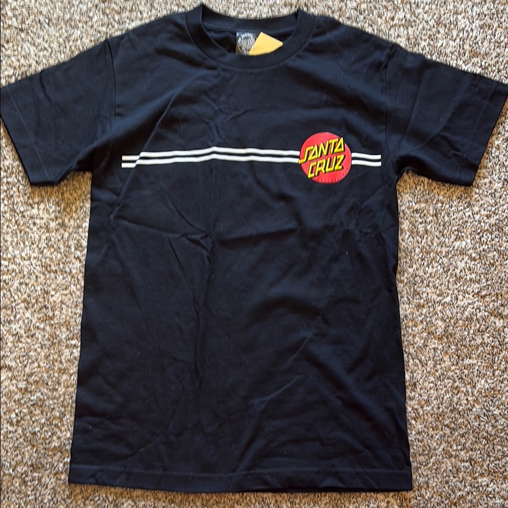 Santa Cruz Black T-Shirt with Red Logo